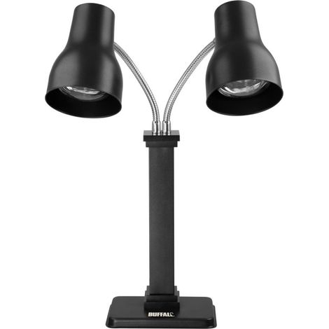 Lampe chauffante double sur pied noir mat 2x250 W - Buffalo (1/5)