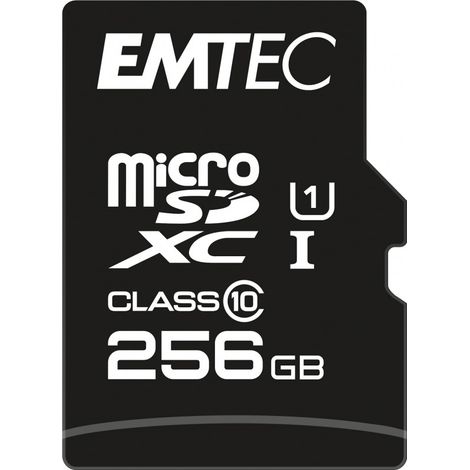 MicroSDXC 256Go EMTEC +adaptateur CL10 EliteGold UHS-I 85MB/s Sous blister (ECMSDM256GXC10GP)