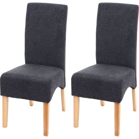 [NON UTILIZZATO] Set 2x sedie soggiorno moderno elegante Latina tessuto per sala da pranzo grigio scuro gambe chiare (1/5)