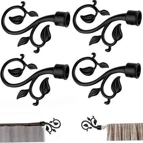 Lot de 4 Embouts Décoratifs pour Tringle à Rideau, Finition Imitation Fer Forgé-lsw (1/5)