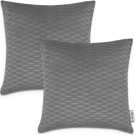 Paco Home Dekorative Kissenbezüge Kordsamt Kissenhülle Set Kissen Sofa Deko Zierkissen Anthrazit 3, 2pcs-Set