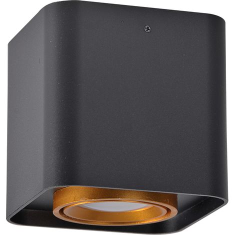 Spot saillie GU10 carré noir/or alu EGER Polux 313997 (1/5)