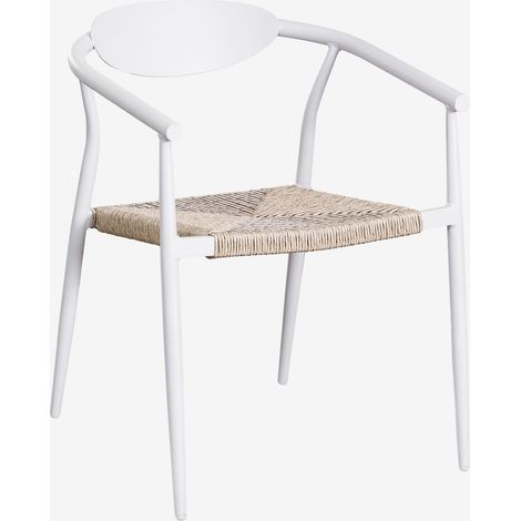 Sedia da pranzo impilabile con braccioli in alluminio e rattan sintetico Marsha SKLUM