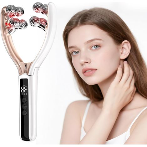 Appareil Anti Rides Visage Massage,EMS Anti-Âge 3D Rouleau de Masseur Facial,Appareil de Beauté Microcourants à 2 modes LED,Pour Visage Cou Double Menton Lifting,Pétrissage,soins de la peau (1/5)