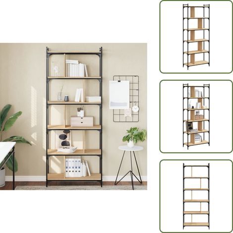 Libreria con piedini regolabili - vidaXL Libreria Rovere Sonoma 6 Ripiani 76x32x192 cm Legno Multistrato - Libreria per libri