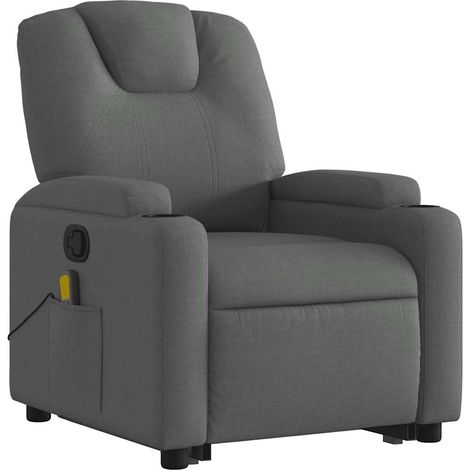 Poltrona relax TV funzione massaggio reclinabile sollevamento elettrico in tessuto grigio scuro DEC026947