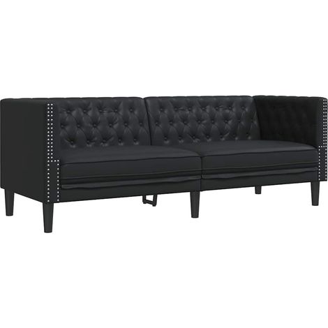 Canapé,Sofa pour Salon,Banquette Chesterfield Argyle Noir 194 x 74.5 x 70.5 cm Faux cuir CFW378559 (1/5)