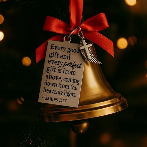 Cloche De Noël - Avec Citation Biblique Gravée - Décoration Pour Arbre De Noël - Or Métallique - Lot De 1 (1/3)