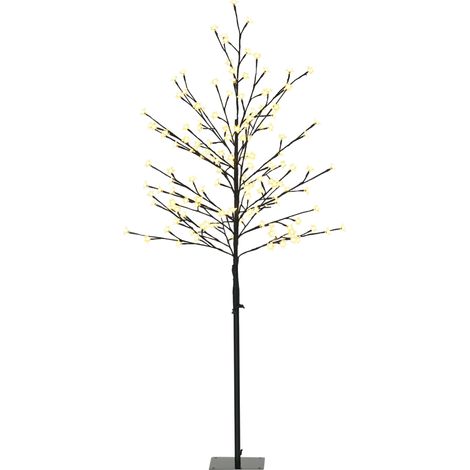 HOMCOM luz de árbol de cerezo con 150 luces LED IP44 blanco cálido lámpara decorativa de flor de cerezo con ramas flexibles para interior 17x17x150 cm (1/5)