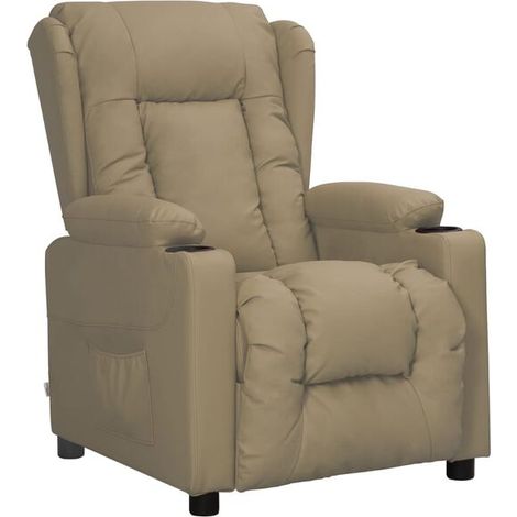Fauteuil lounge en similicuir couleur cappuccino (1/5)