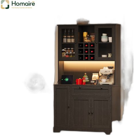 Sideboard 105 x 40 x 180 cm Schwarz MDF mit USB-Port HOMAIRE (1/5)