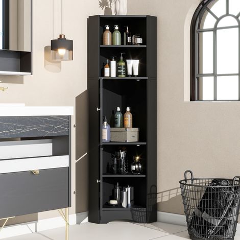 Mueble de baño esquinero 36,5 x 36,5 x 155 cm negro DESVIAE (1/5)
