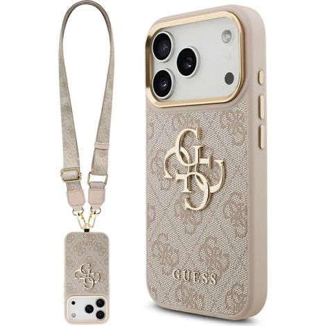 Guess 4G Big 4G Classic Logo Big Strap Metal Buttons Case for iPhone 17 Pro Pink (1/5)