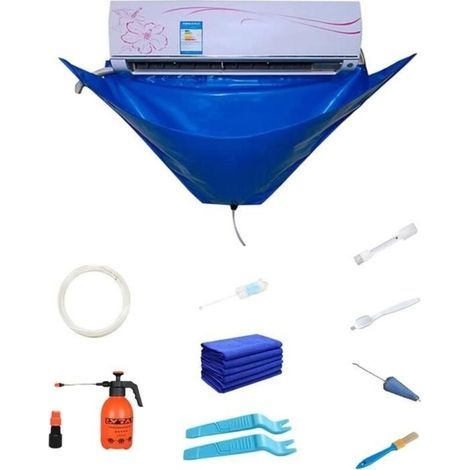 Nettoyage pour Climatisation, 12 Pièces Kit Nettoyage Climatiseur, Lavage Imperméable pour Climatiseur avec Tuyau d'eau (1/4)