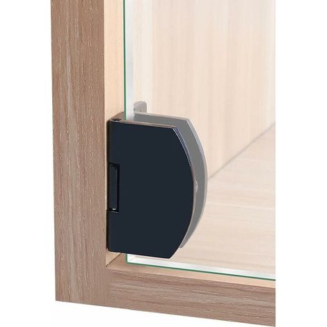 [2 pièces] Armoire porte en verre charnière salle de bain pince sans cadre porte en verre armoire vitrine armoire pince 90 degrés charnière (noir)