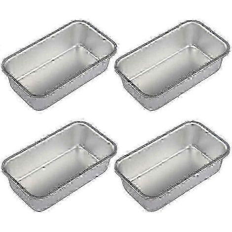 Moule à pain rectangulaire antiadhésif en aluminium, 4 pièces, idéal pour la cuisson de gâteaux et pâtisseries maison. (1/4)