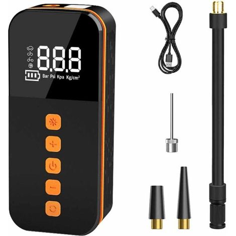 Luftkompressor, 3600 mAh Autoreifenfüller, Fahrradpumpe, 5 Aufpumpmodi, Digitalanzeige, digitales LCD-Display, USB-Anschluss, geeignet für Motorräder, Roller und Autos. (1/4)