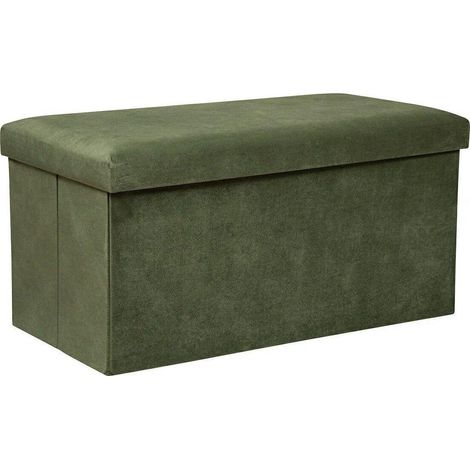 Atmosphera Pouf Pieghevole in Velluto Verde Kaki 76 cm