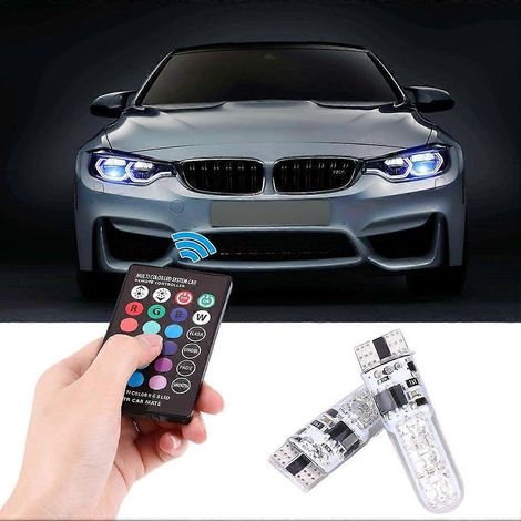 ampoules LED T10 SMD 5050 RGB pour voiture avec télécommande