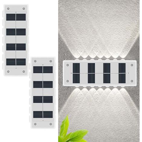 Lampe Solaire Murale LED - Éclairage Puissant Haut/Bas Waterproof Décoration Contemporaine pour Extérieur 2PCS 14 (1/5)