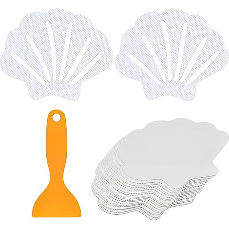 Environ 7.7 x 9.3 cm,20 Pièces Autocollant Antidérapant pour Baignoire,Autocollant Antidérapant avec Grattoir Premium, pour Baignoire et Sol de Salle de Bain,Chaque Design de Coquillages