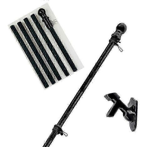 Kit de mât de drapeau en aluminium noir de 180 cm avec support mural en acier inoxydable et anneau pivotant (1/4)