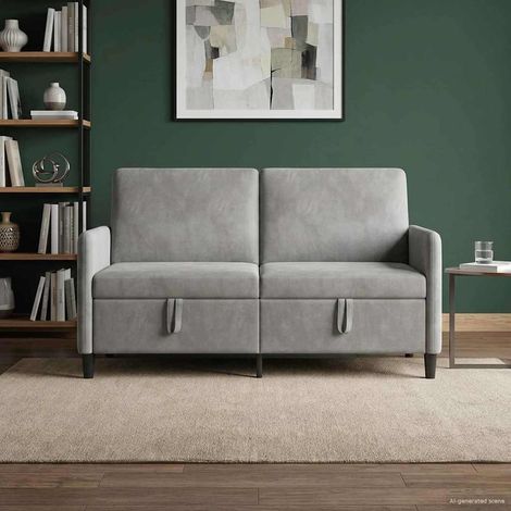 vidaXL Sofá con almacenamiento Gris Claro 152 x 78 x 87 cm Poliéster (1/5)