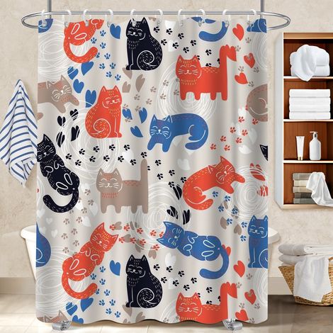 Rideau de douche tissu polyester 180x180 lavable rideau étanche pour cabine de douche (1/5)
