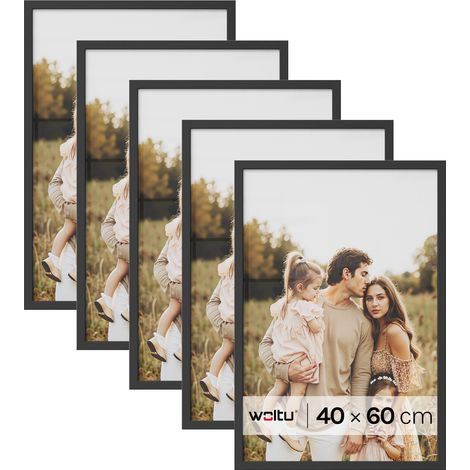 Lot de 5 Cadre Photo 40x60 cm WOLTU, Cadre pour Photo en Bois MDF, Décoration Murale ou sur Table, Noir