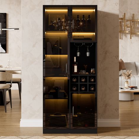 Vitrine LED contrôlable via application, 60 x 36 x 160 cm, noire HAVRYA (1/5)