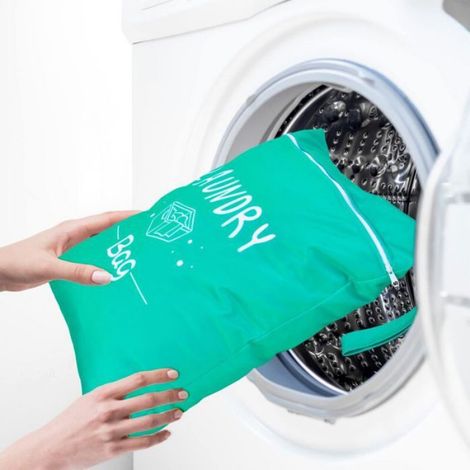 2 grands sacs à linge de voyage – Imperméables, lavables et adaptés aux liquides humides, avec cordon de serrage, verts et gris (1/5)