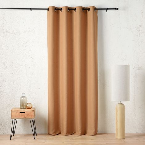 Rideau tamisant à œillets polylin satin Jaune soleil 145x260 cm