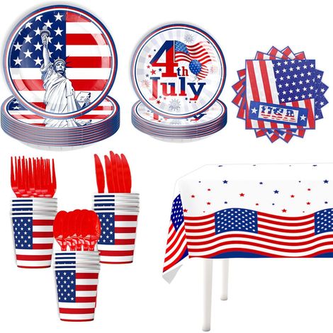 Gobelets En Papier - Thème Fête Nationale Américaine - Pour Fêtes D'anniversaire Et Célébrations Estivales - Lot De 10 (1/2)
