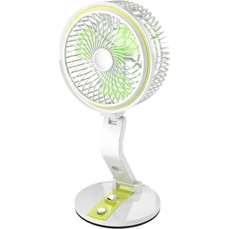 Wiederaufladbarer USB-Ventilator mit Nachtlicht, einstellbarer Geschwindigkeit und Helligkeit, Wand- und Tischventilator.