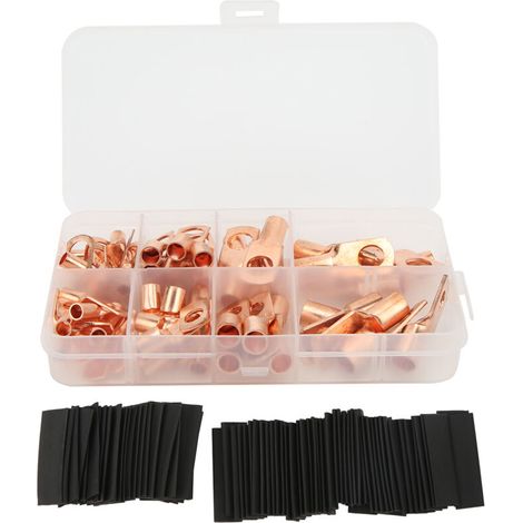 140-teiliges Kabelklemmen-Set mit Schrumpfschlauch, geschlossenes Design, verdickte Kupferklemmenverbinder mit Schrumpfschläuchen, DUBUNS