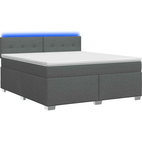 Maison Exclusive - Letto con Box Spring, Materasso e LED Grigio Scuro 140 x 200 cm (1/5)