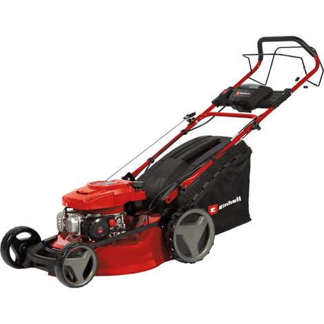 Einhell Benzin-Rasenmäher GC-PM 51/3 S HW-E Li (2.7 kW, 1 Zylinder 4-Takt-Motor, Highwheeler, Startseilzug am Führungsholm, Elektro-Start-Funktion, inkl. 2, 0 Ah Akku und Ladegerät) (1/5)
