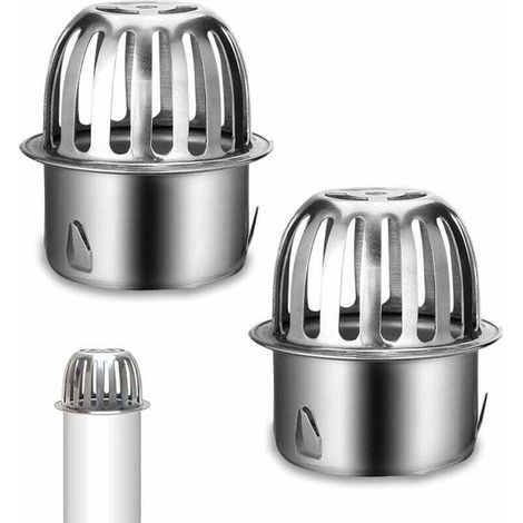 Set mit 2 Edelstahl-Dachrinnenabdeckungen für Dachrinnen, Fallrohre, Laubschutz, Laubsieb, Laubfilter für Dachrohre mit 67 mm Durchmesser (1/5)