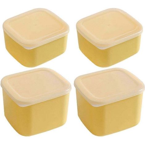 Lot de 4 boîtes de conservation pour fromage avec couvercles, boîte à fromage pour réfrigérateur, porte-gingembre et ail (1/2)