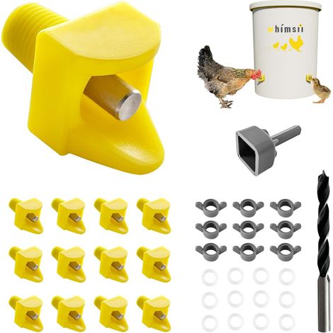 Hühnertränke, horizontale Seitenstütze, automatisches, auslaufsicheres Tränksystem, geeignet für Hühner, Enten und Wachteln, inklusive Bohrer-Set und Montagewerkzeug (1/5)