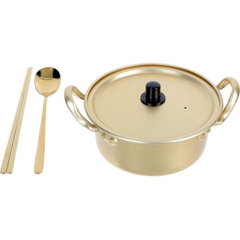 Ensemble de casseroles à nouilles binaurales en aluminium résistant à la chaleur pour ramen, idéal pour la cuisine-16x16cm-Golden (1/4)