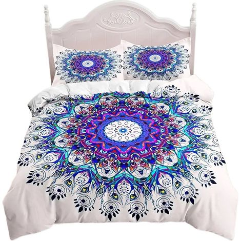 Ensemble de literie Mandala en microfibre, housse de couette avec 1 à 2 taies d'oreiller, ultra doux, dimensions : 200 x 230 cm (lot de trois). (1/4)