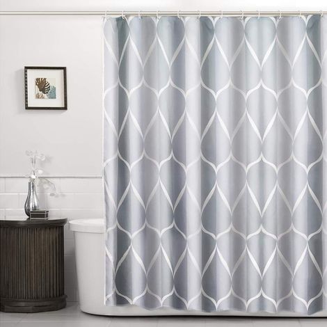 Tenda da doccia impermeabile in poliestere con tessuto a rete, ad asciugatura rapida, con orlo appesantito, resistente e lavabile, grigia (120×200)