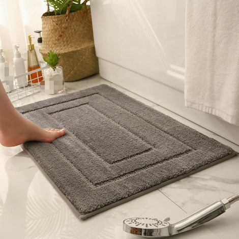 Tapis bain absorbant épais WC antidérapant entrée 40x60cm, gris (1/5)