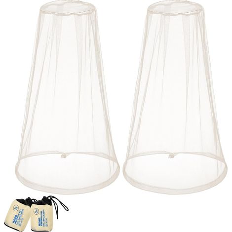 2 Masque Anti Tête de Moustique Filet Anti-Insectes pour Visage avec 2 Sac de Transport pour Randonnée en Plein Air Camping Prévention Insectes Volants(Beige) (1/5)