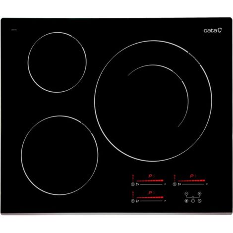 Placa de Inducción 63cm 3 Zonas Fuego 32cm CATA 8063400 Negro (1/3)