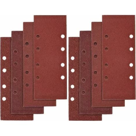 40 hojas de papel de lija, 93 x 185 mm, abrasivas para lijadoras orbitales de 8 orificios, granos surtidos P40, P60, P80, P100 (1/5)