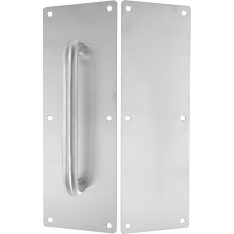 Poignée de porte commerciale en acier inoxydable, plaque de fond large, adaptée aux portes intérieures et aux portes coulissantes, accessoires matériels durables, taille: 11,81 x 3,94 x 2,24 pouces (1/5)