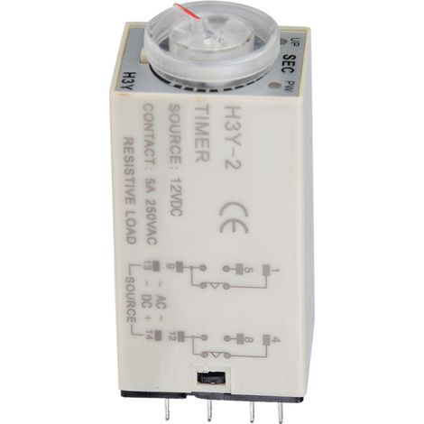 Relais temporisé à la mise sous tension H3Y-2, commande par pointeur, temporisateur de temporisation, 8 broches, 12 V CC (60 s) (1/5)