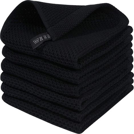 Pack of 6 pure cotton kitchen towels with hooks, easy to wash, super absorbent, quick drying and lint-free (1/5)